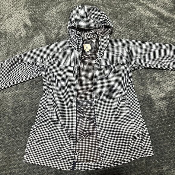 Land's End Kids Rain Coat/Jacket Black and White Gingham Size 7/8 - Picture 1 of 4